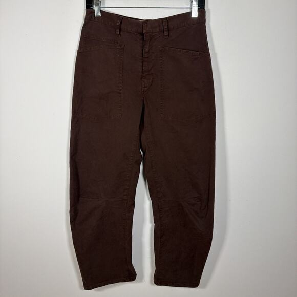 Niki Lotan Shon Pant Cotton Twill Tapered Stretch Brown 00 Barrel Leg Slouchy - Picture 5 of 11